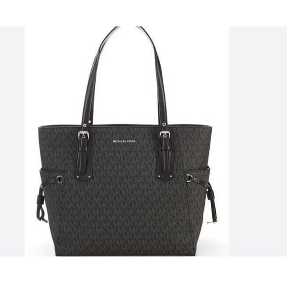 MICHAEL KORS Voyager East West logo faux-leather medium tote bag -Black (Defect) - Picture 1 of 14
